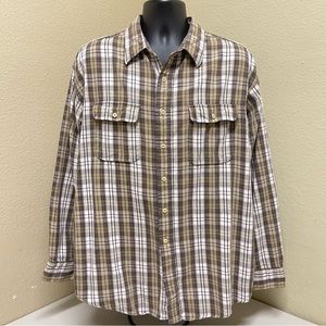 💥2/$20💥 ROUTE 66 Long Sleeve Button Down Mens XL Brown Plaid EUC